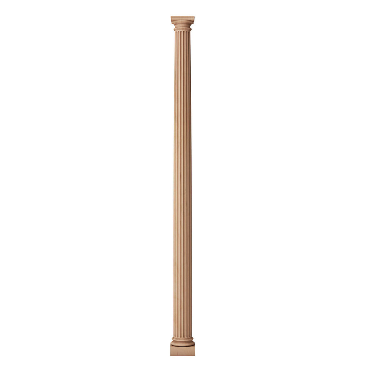 3" x 4' - Solid Wood Fireplace Column - Doric Order (Roman) - Fluted, Tapered Shaft w/ Roman Doric Capital & Ionic (Attic) Base Molding / Plinth