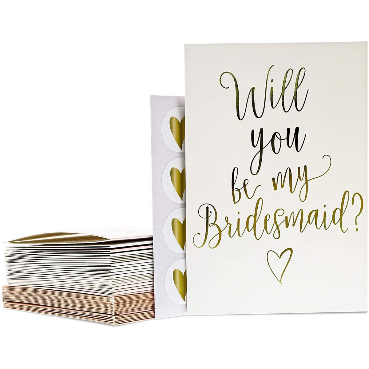 Bridesmaid Proposal and Thank You Cards with Envelopes, Stickers (4x6, 24 Pack)