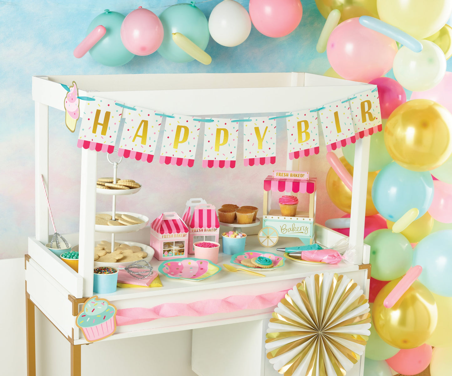 Cupcake Happy Birthday Banner 8ft