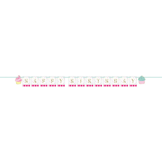 Cupcake Happy Birthday Banner 8ft