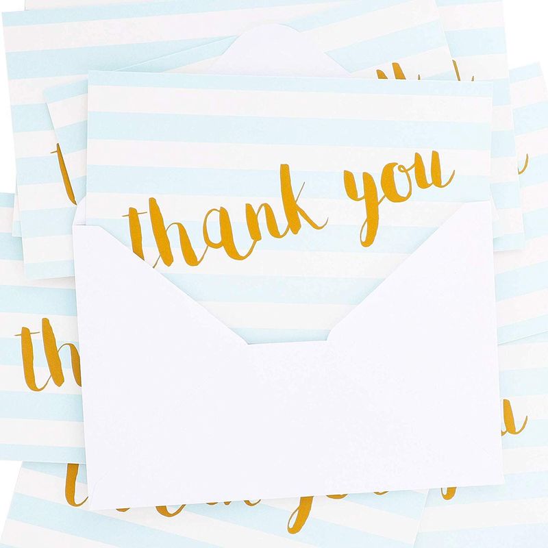 Blank Thank You Cards with White Envelopes, Striped Design (4 x 6 In, 12 Pack)