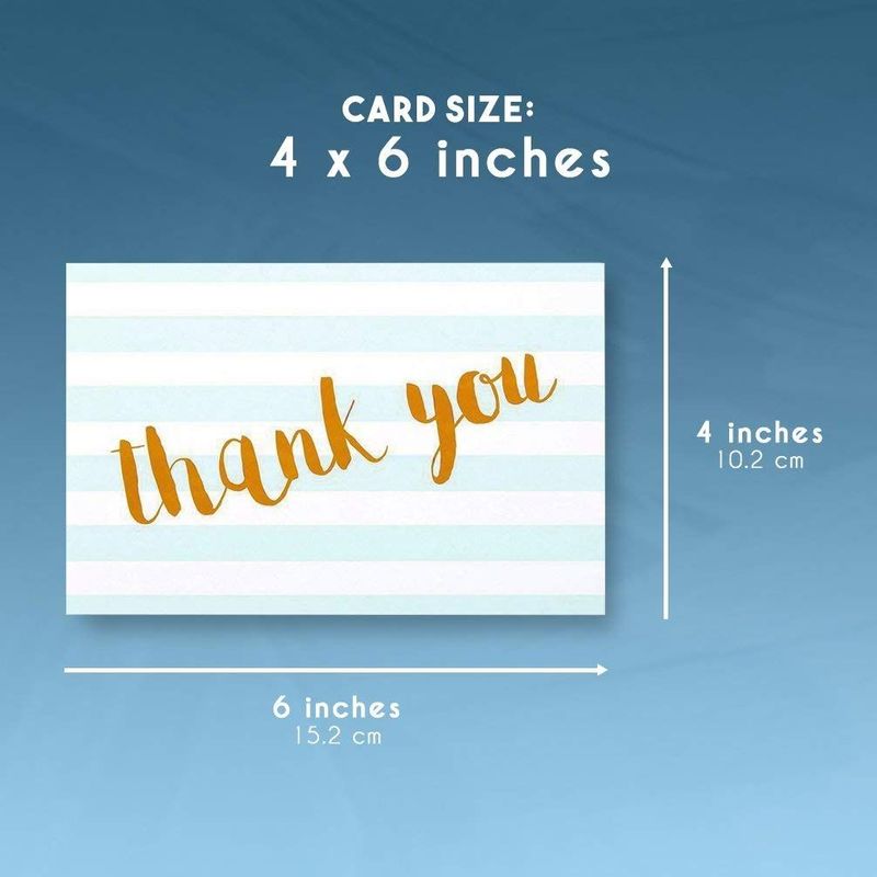 Blank Thank You Cards with White Envelopes, Striped Design (4 x 6 In, 12 Pack)