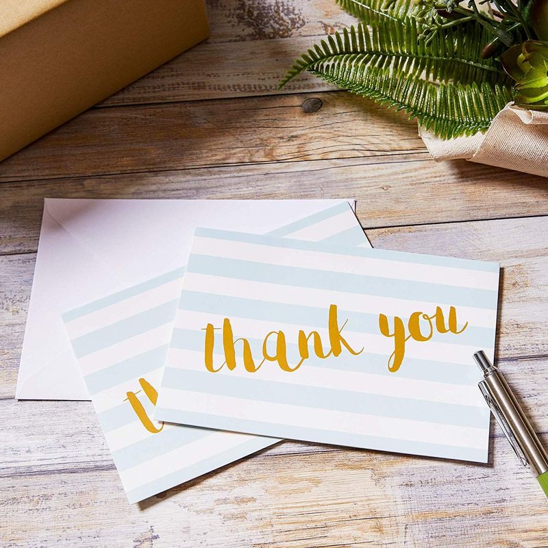 Blank Thank You Cards with White Envelopes, Striped Design (4 x 6 In, 12 Pack)