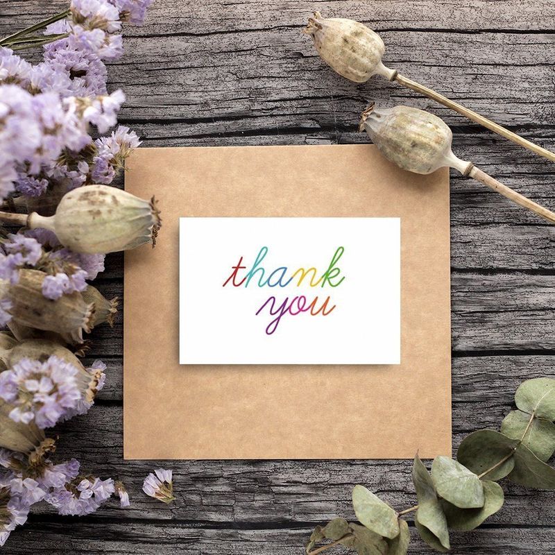 Blank Thank You Cards with White Envelopes, 6 Colorful Designs (4 x 6 In, 48 Pack)