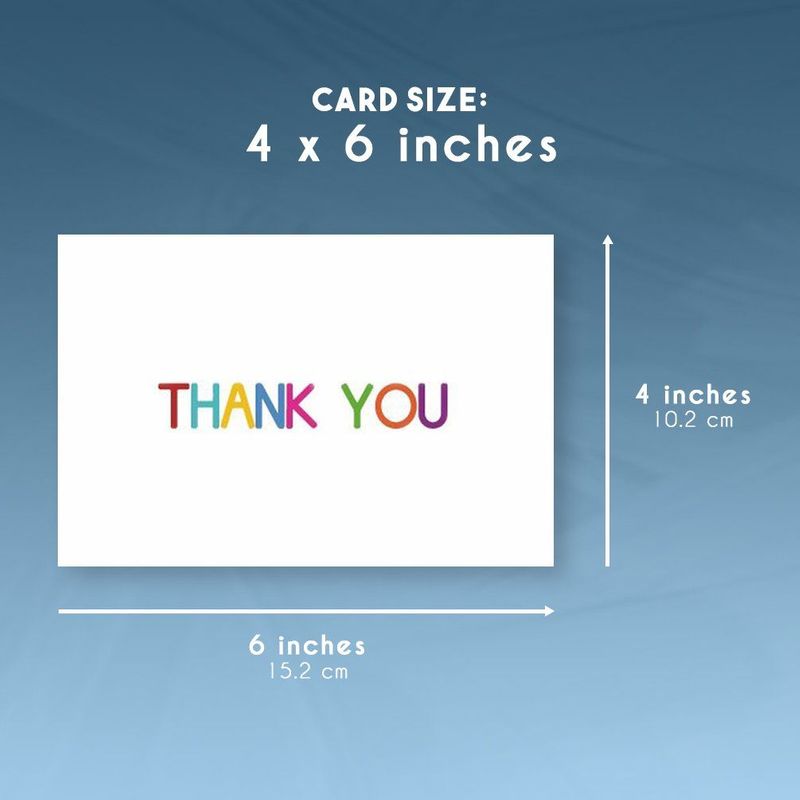 Blank Thank You Cards with White Envelopes, 6 Colorful Designs (4 x 6 In, 48 Pack)