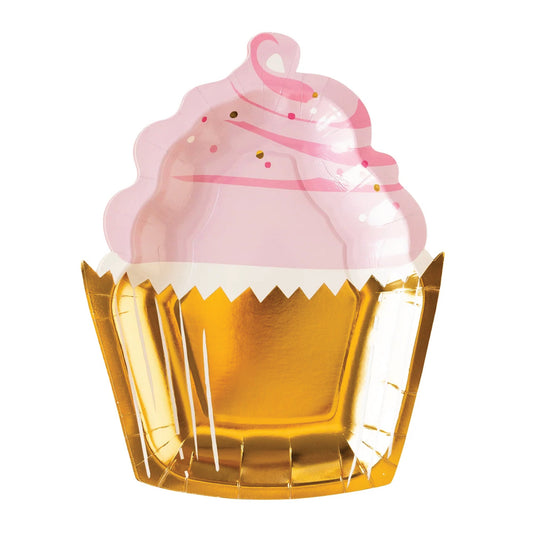 Pink & Gold Cupcake Lunch Plates 8ct