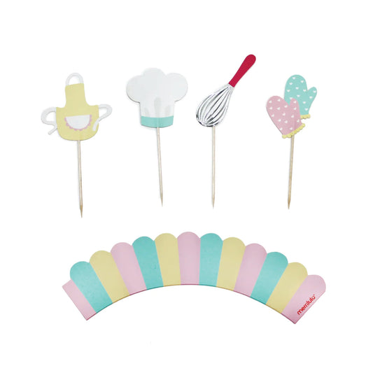 Baking Party Cupcake Toppers & Wrappers 12ct