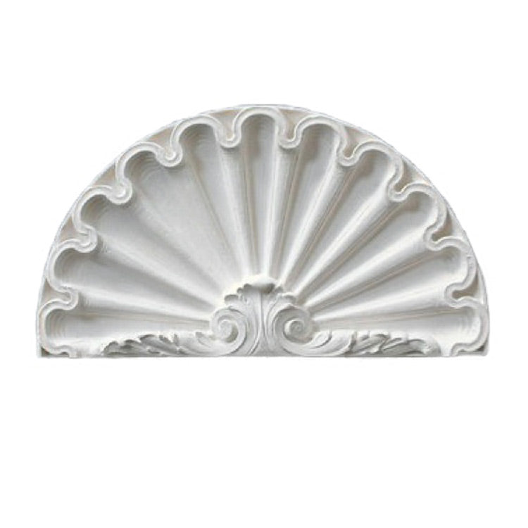 12-7/8" (W) x 7-1/4" (H) x 1" (Relief) - Louis XVI Shell Niche Cap - [Plaster Material]